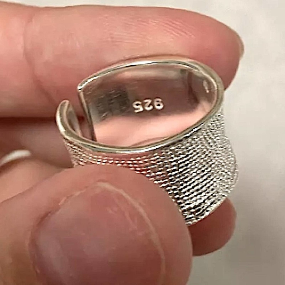 STERLING SILVER PLATED IRREGULAR TEXTURE RING - Picture 11 of 11
